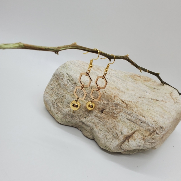handmade Jewelry - handmade gold mirror ball dangle earrings ( 5 for $20 )